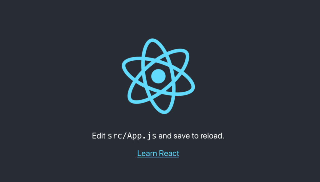 Screenshot of React.js open screen