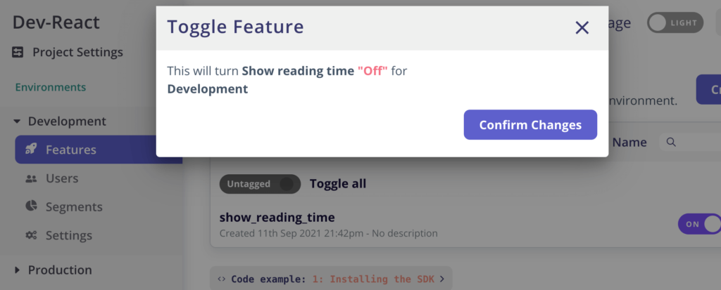 Javascript feature flagging system