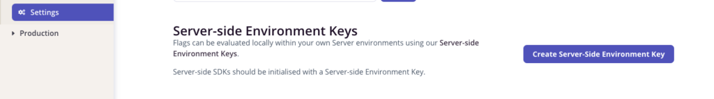 flagsmith server environment key screenshot