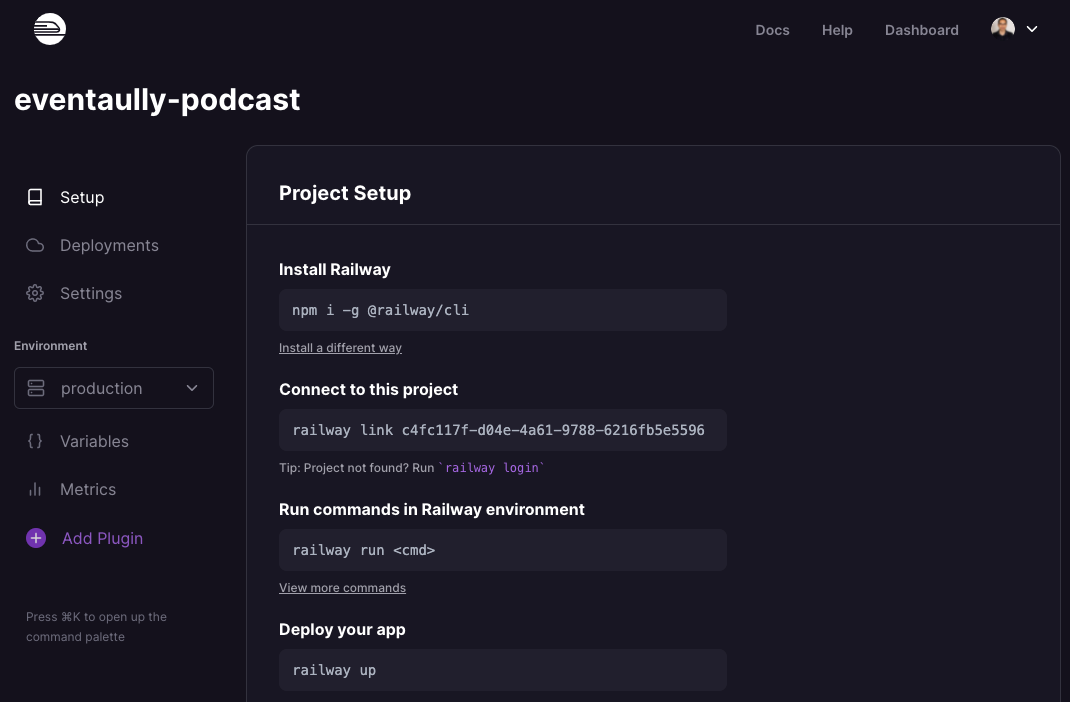 Eventually podcast in the Railway application