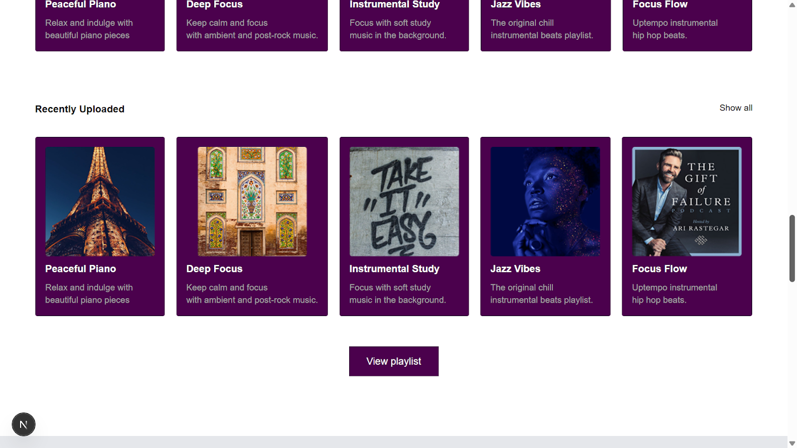 Sentry view playlist screenshot