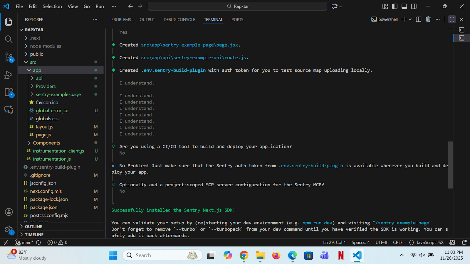 Sentry files screenshot
