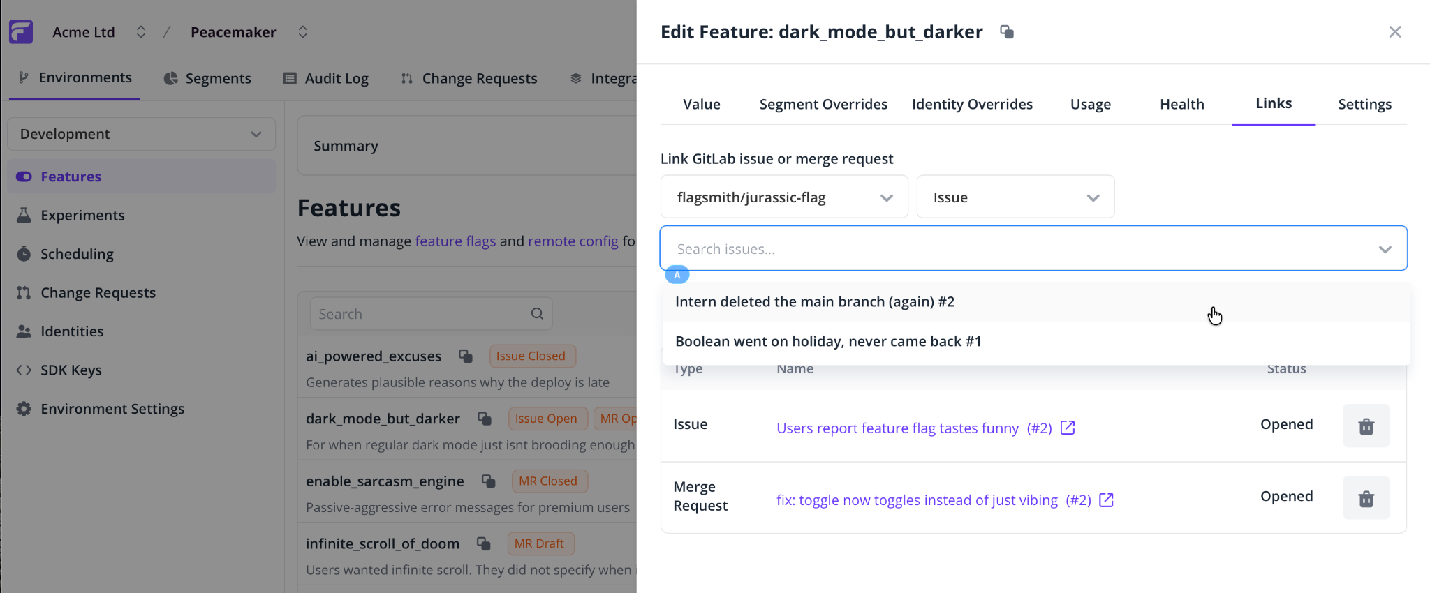 Flagsmith GitLab screenshot