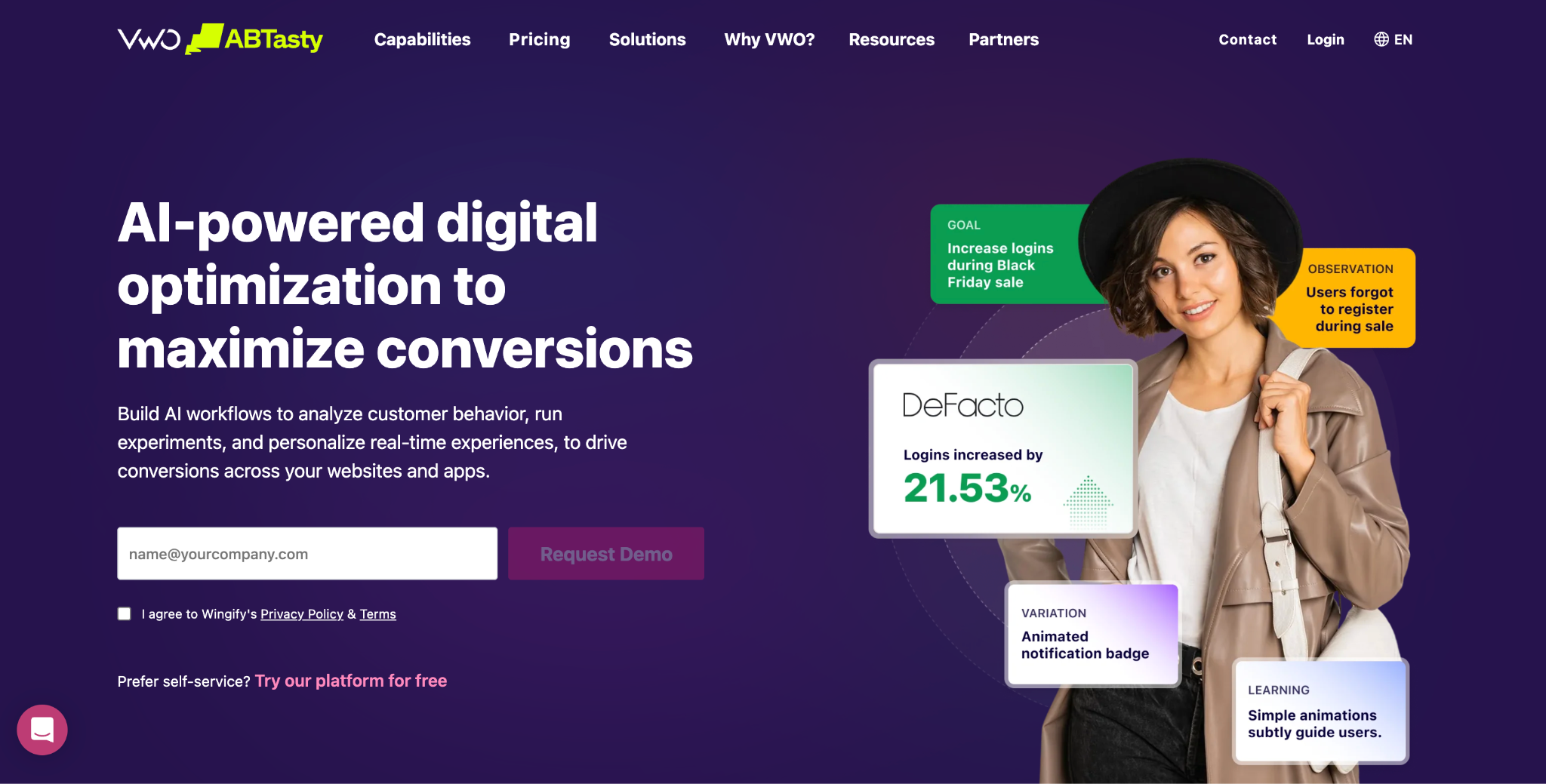The VWO home page