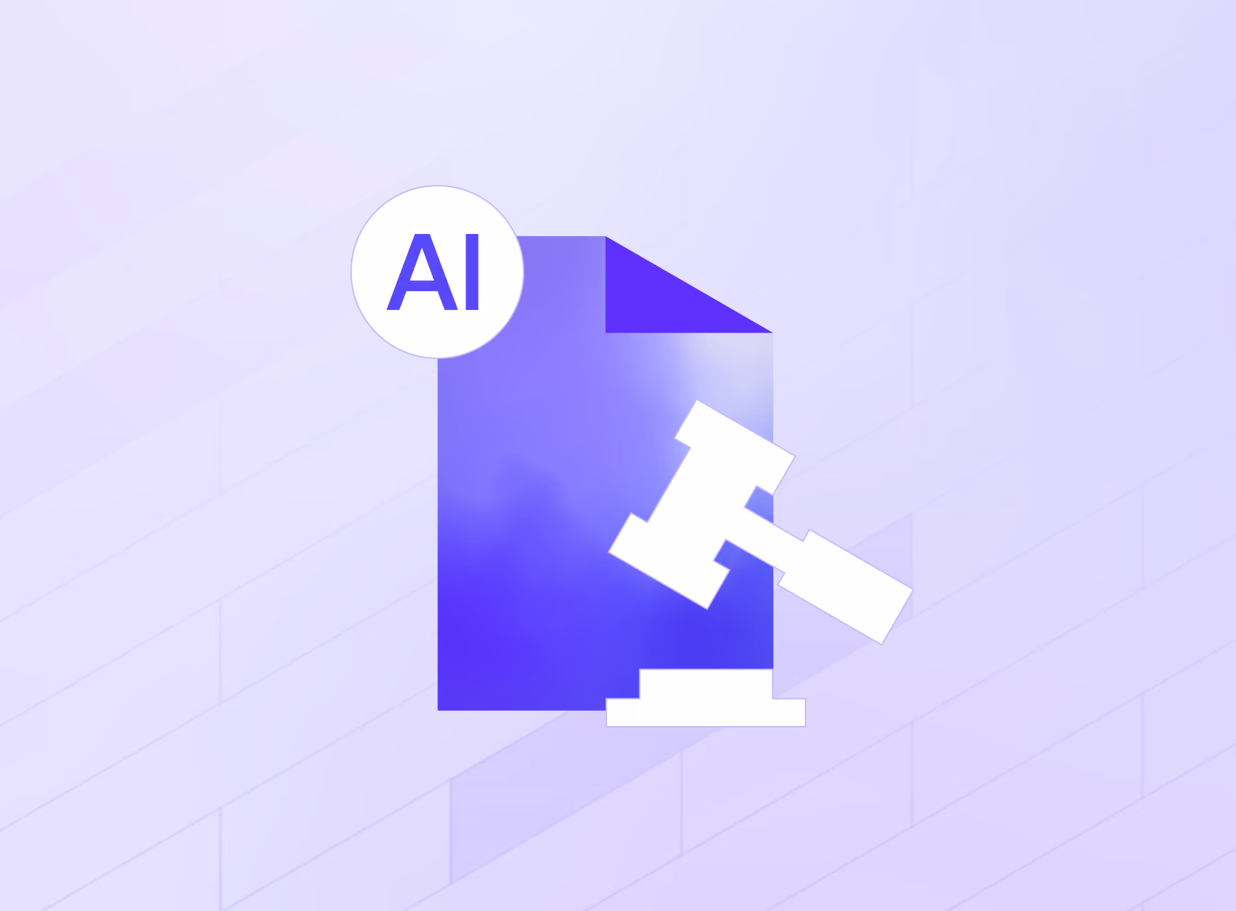 AI badge beside a document with a gavel, symbolizing authority and governance in AI-powered equity management