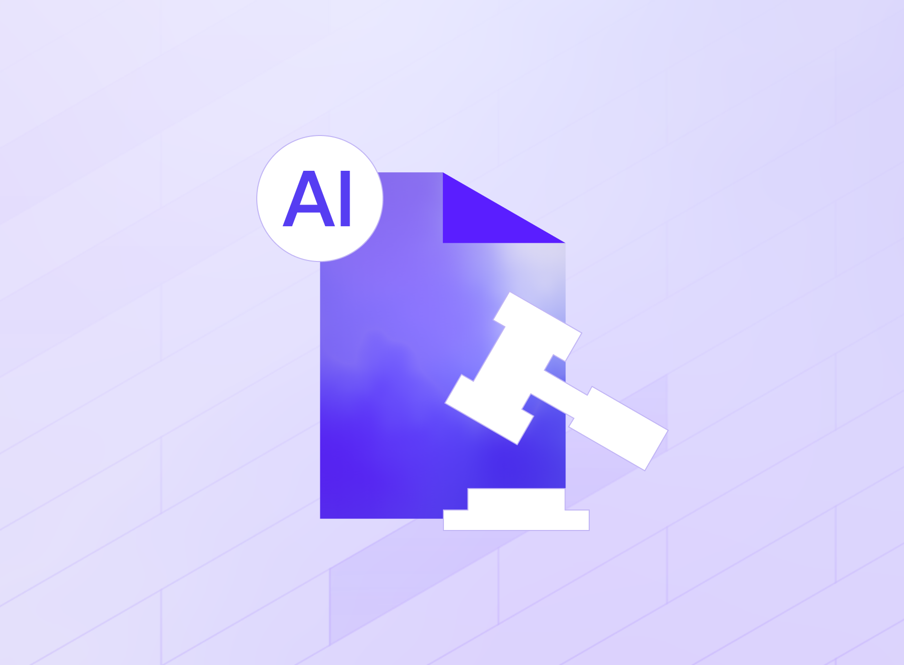 AI badge beside a document with a gavel, symbolizing authority and governance in AI-powered equity management