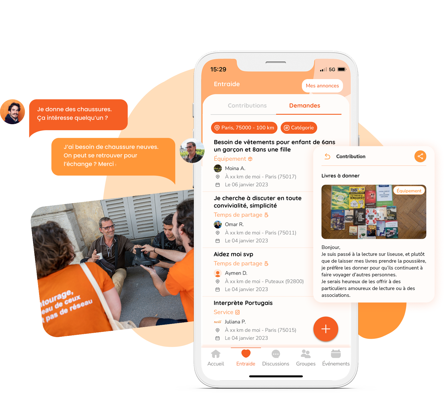 image application demande et contribution entourage
