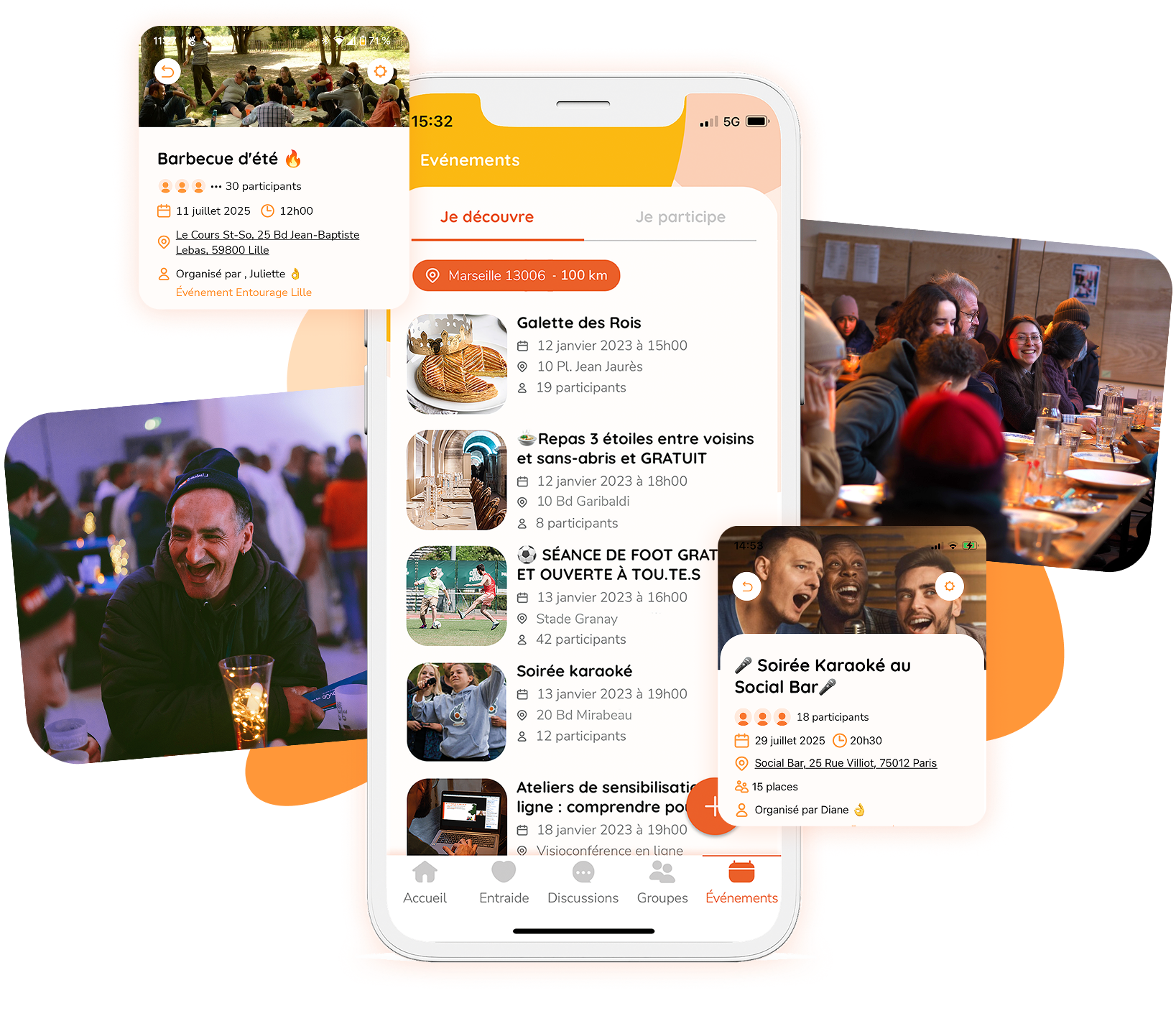 image application événement entourage
