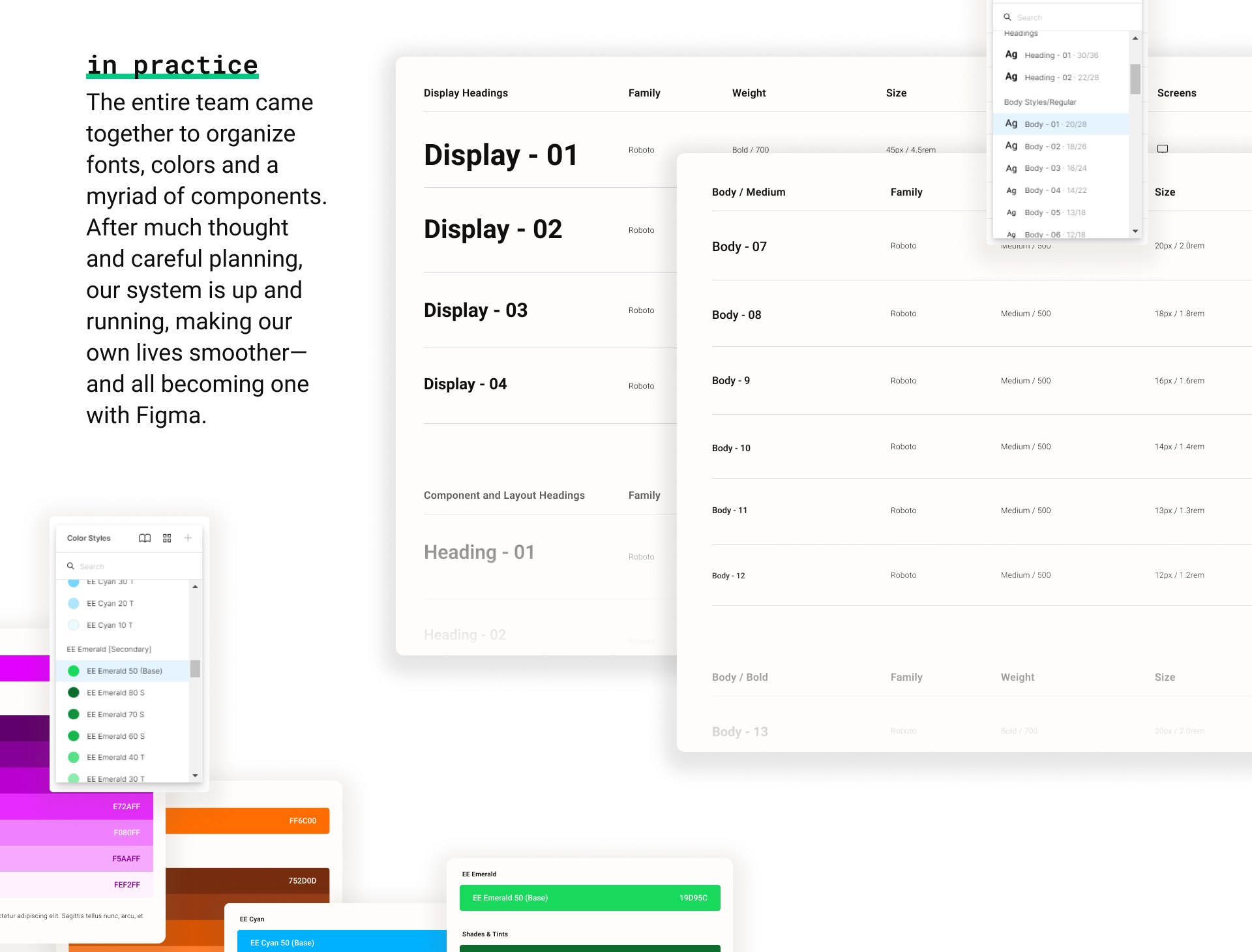 Essential Elements type styles and colour tokens in Figma