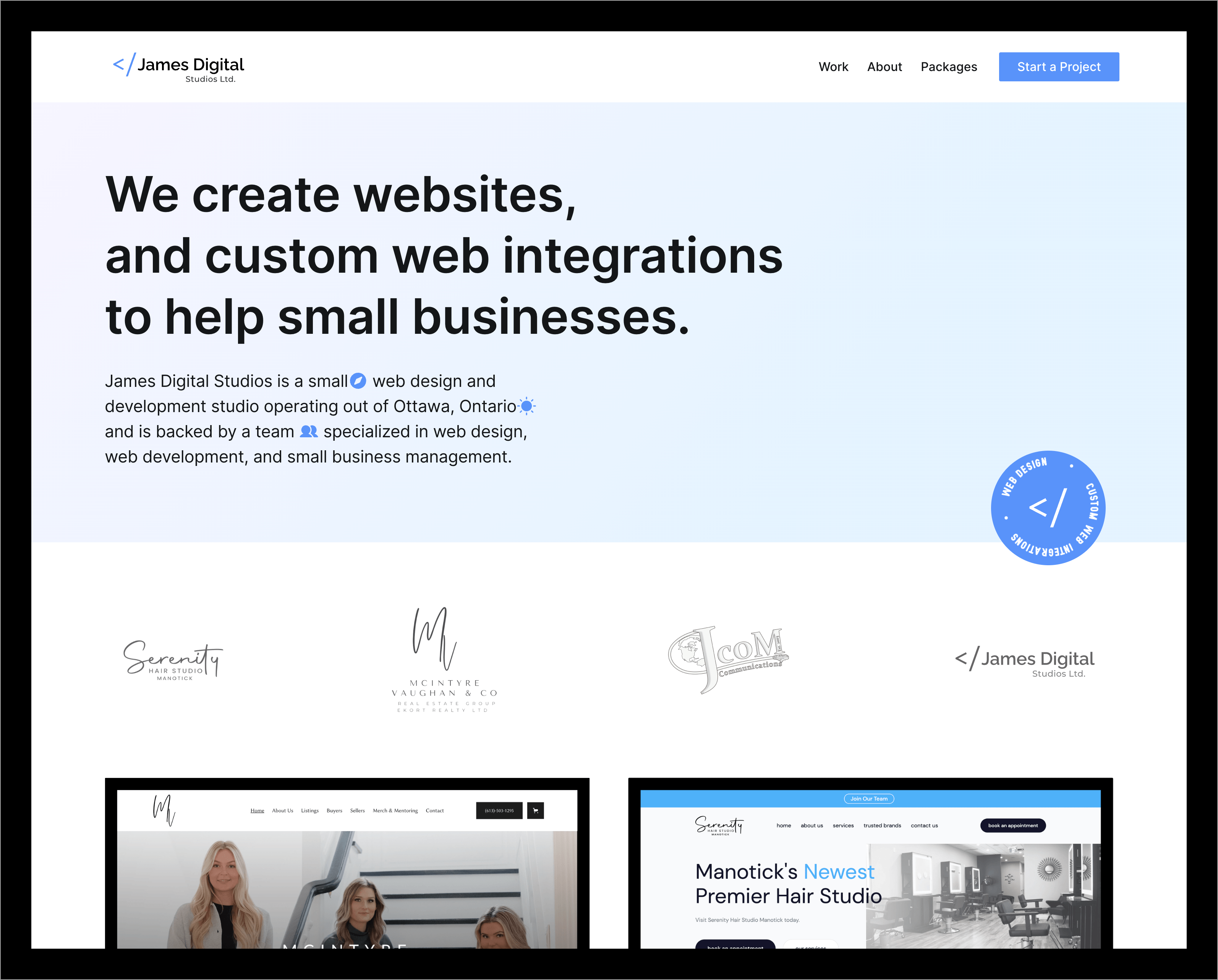 web design and development portfolio james digital studios