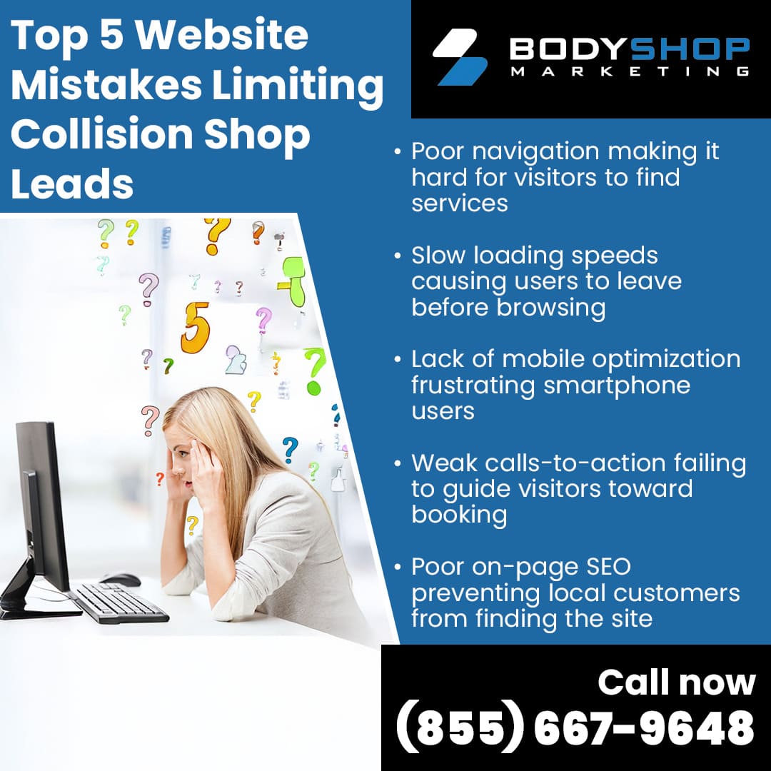 top 5 website mistakes limiting collision shop leads