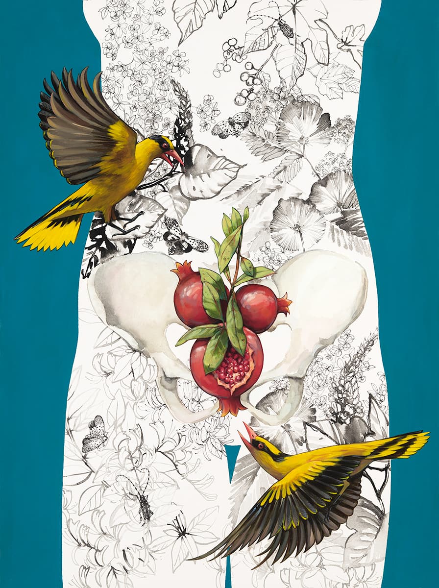 128-2018-Invasive Fertility (Golden Orioles and Pomegranates)