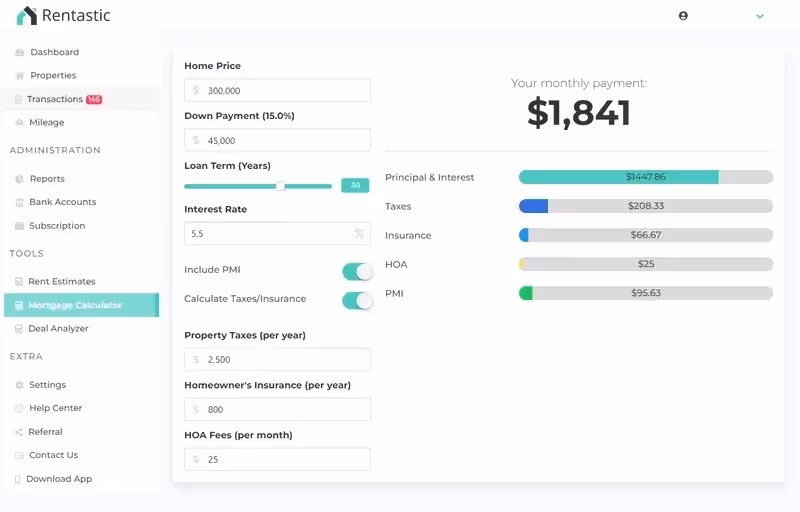 Mortgage Calculator in Rentastic