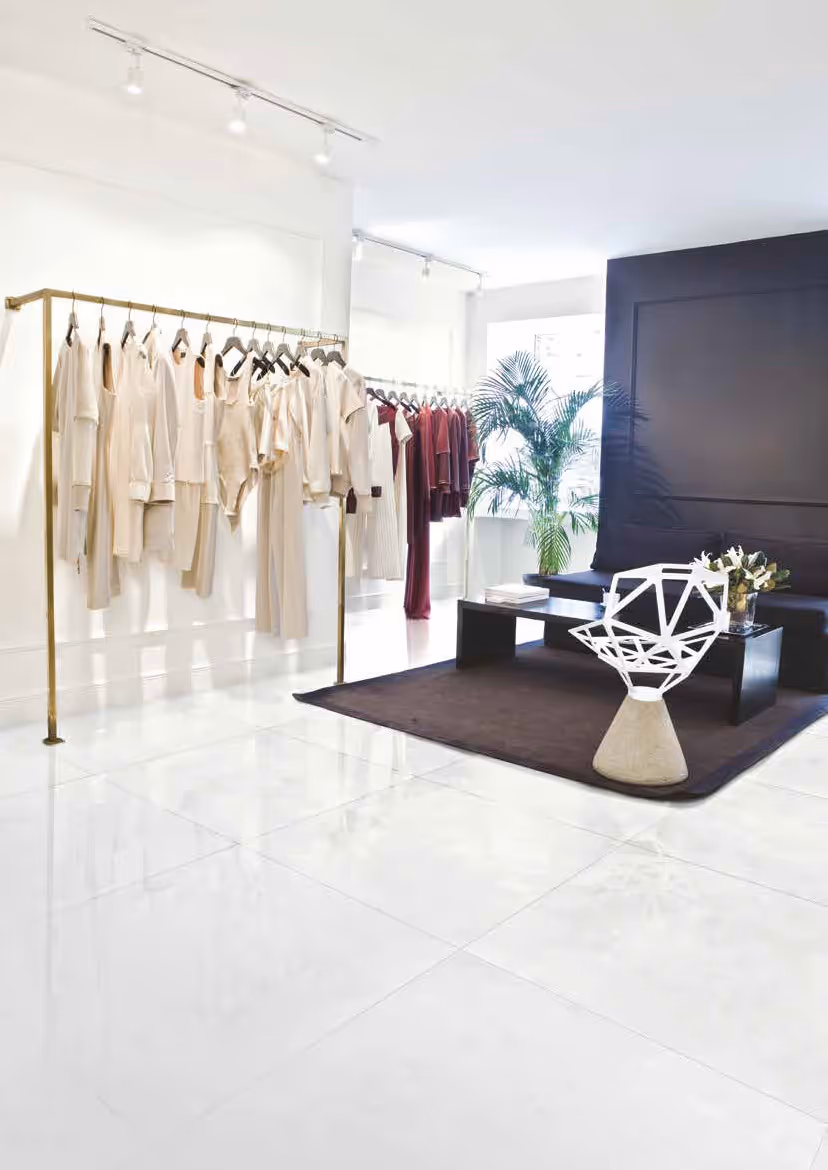 Tiled retail shop floor