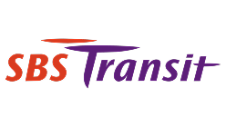 SBS Transit company logo in red and purple text on black background.