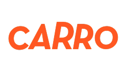 Carro company name in bold orange letters on black background.