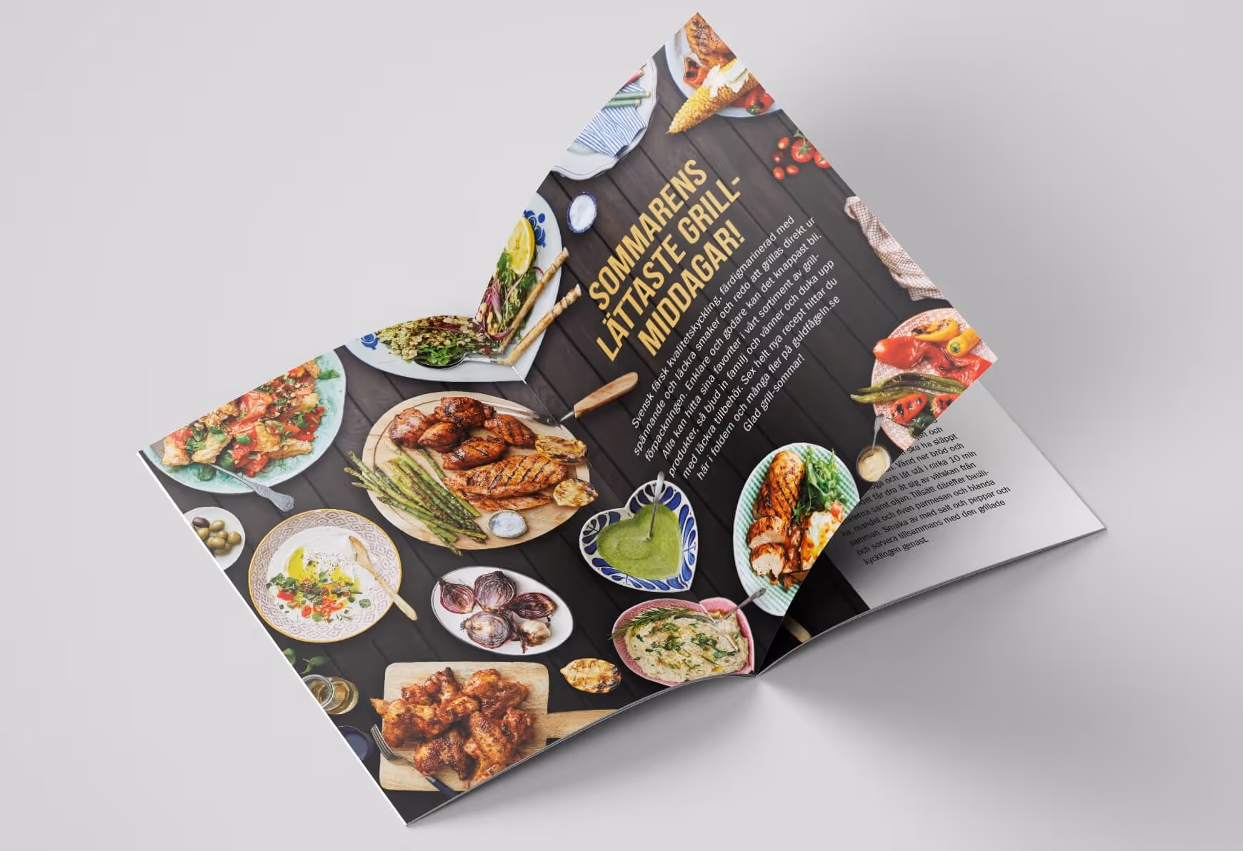 An open magazine showing an ad from Guldfågeln