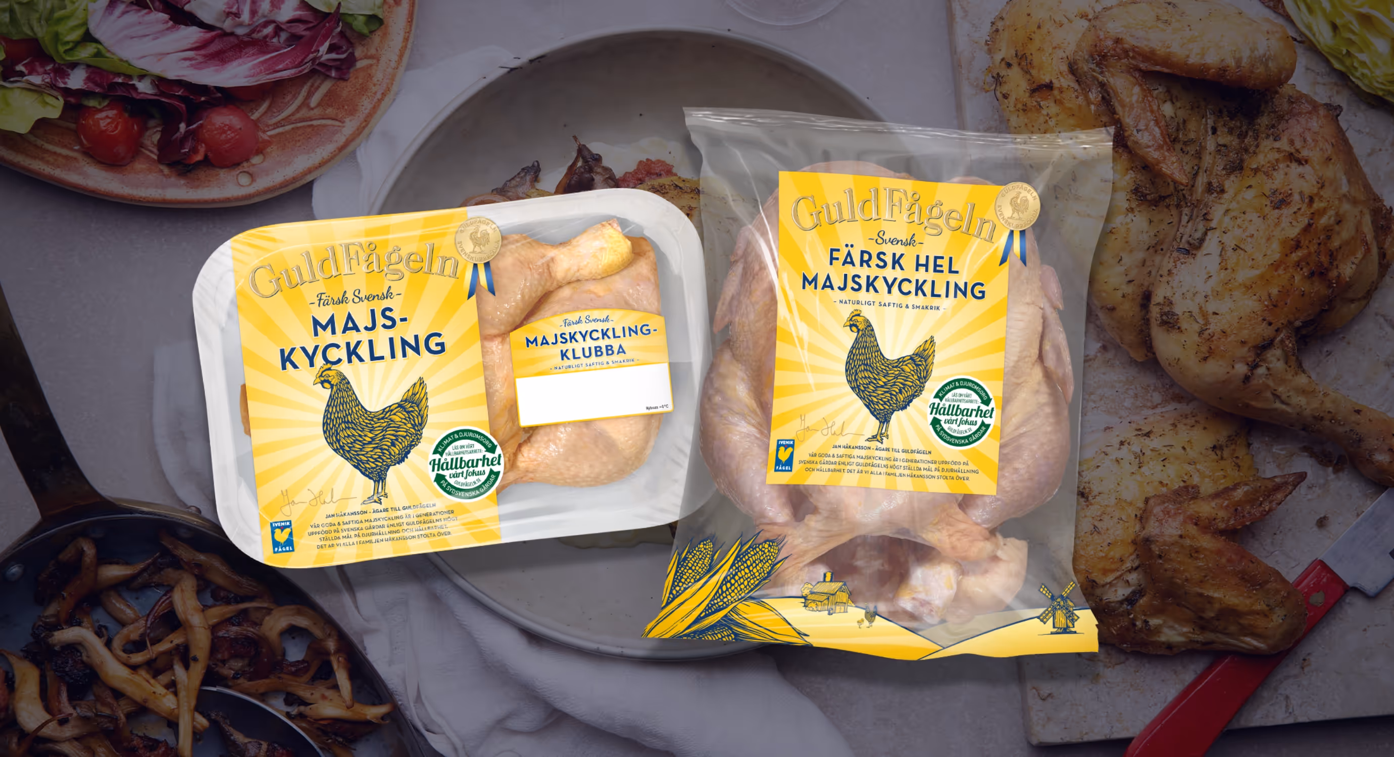 Two package with corn fed chicken from Guldfågeln
