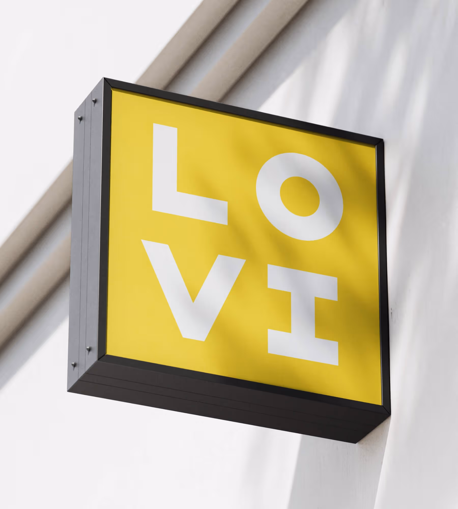 A street sign with Lovi's logotype