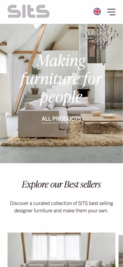 A screenshot of the mobile version of the website sits.eu