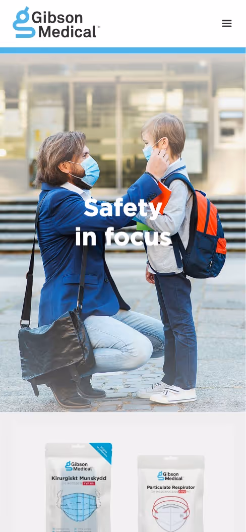 A screenshot of the mobile version of the website gibsonmedical.com