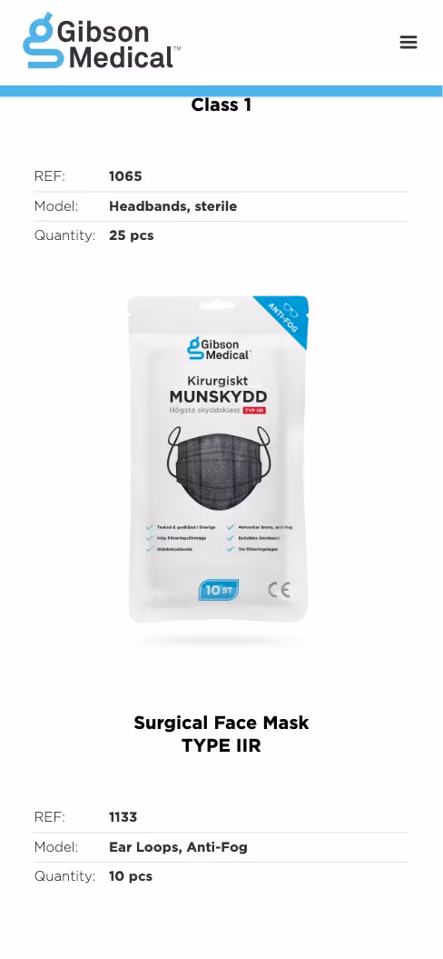 A screenshot of the mobile version of the website gibsonmedical.com