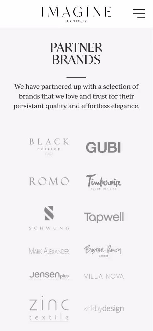 A screenshot of the mobile version of the website imagine-a-concept.se