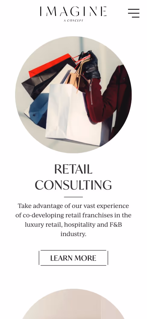 A screenshot of the mobile version of the website imagine-a-concept.se