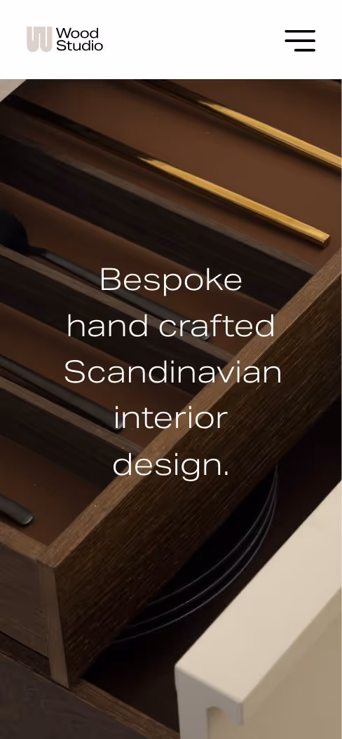 Screenshot of the mobile version of woodstudio.se