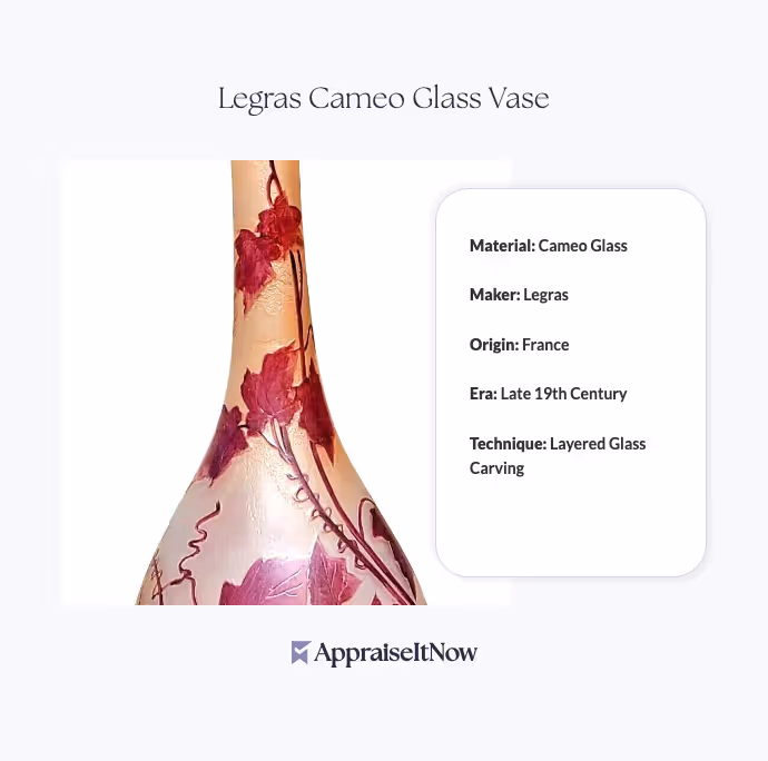Legras Cameo Glass Vase