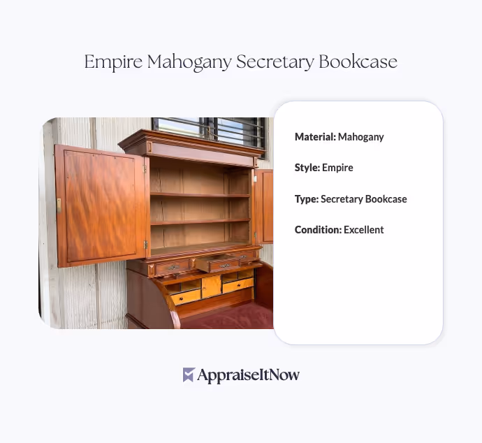 Empire Mahogany Secretary Bookcase