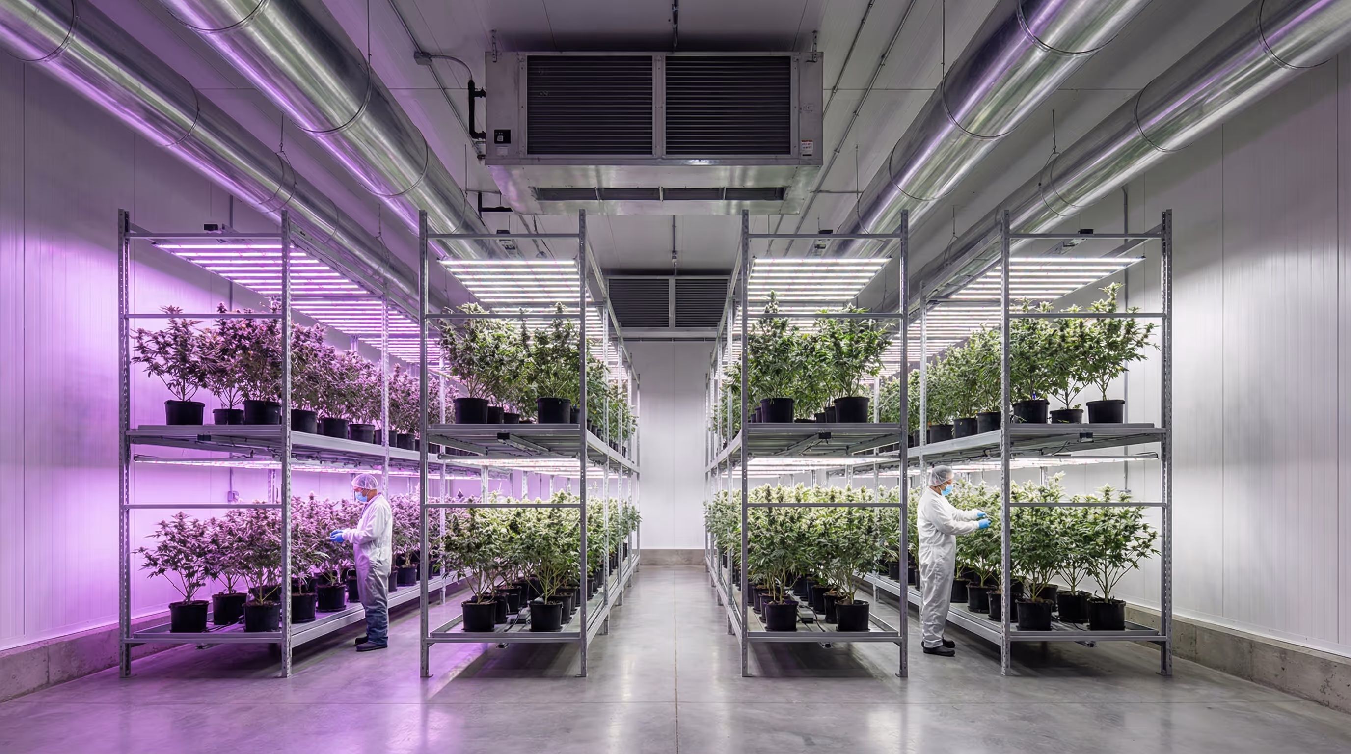 Cannabis cultivation equipment in modern facility