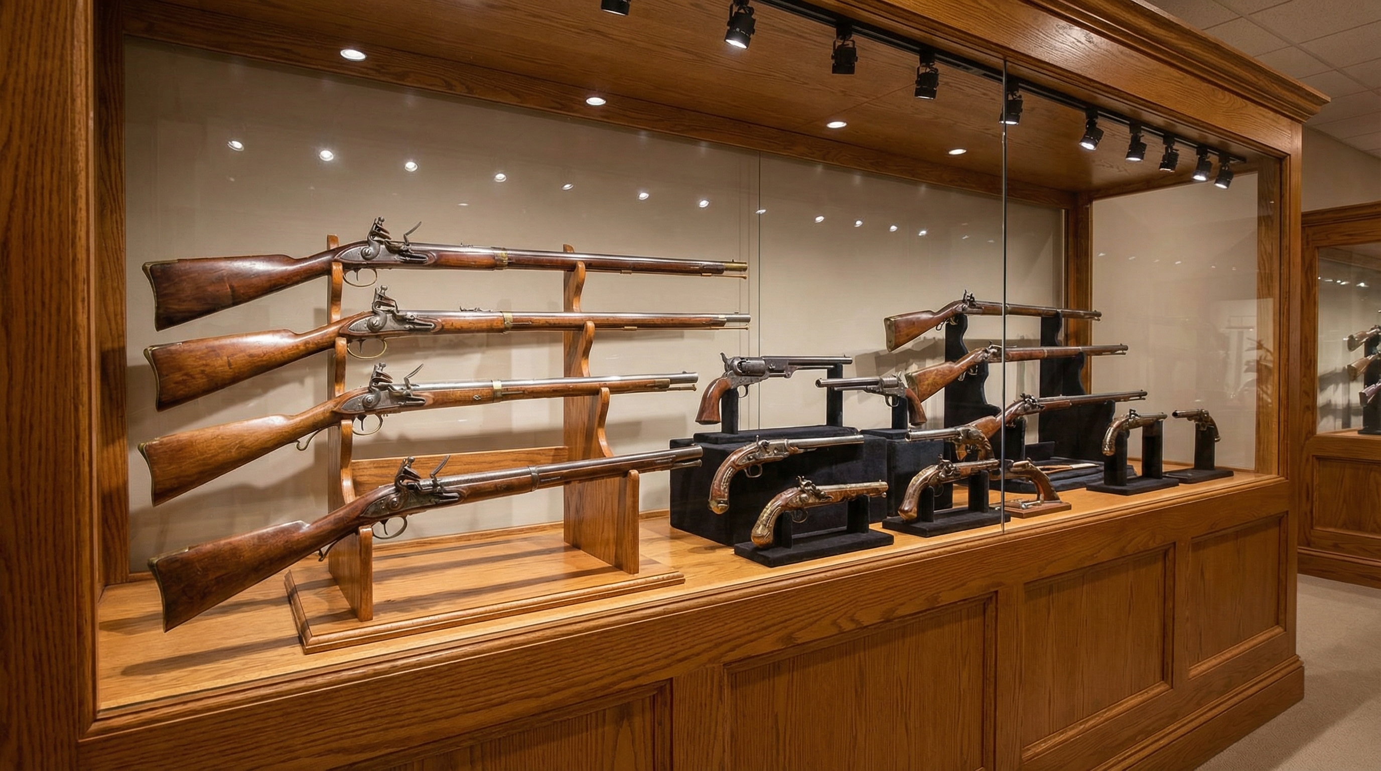Antique Firearms Collection Various Historical Guns Displayed Professionally