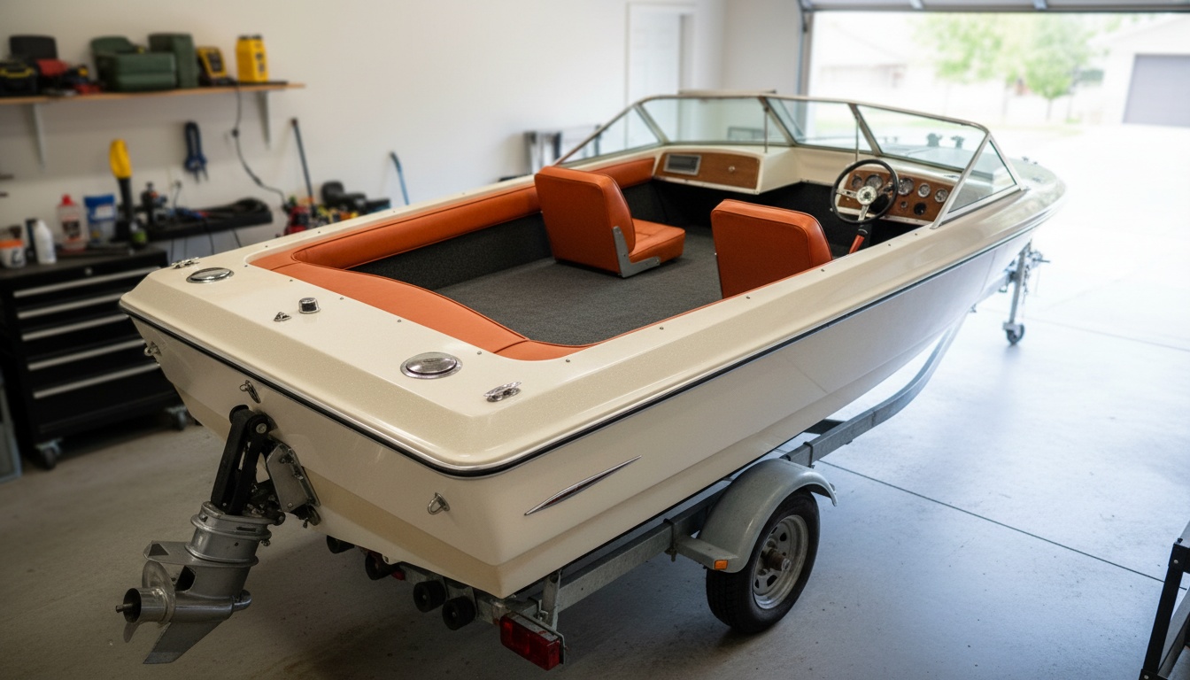 A man appraising furniture in a home. Cartoon image in purple. 