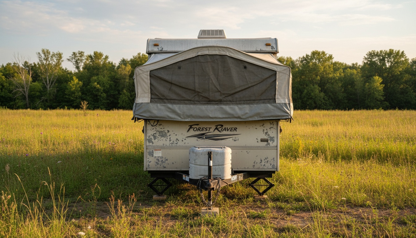 A man appraising furniture in a home. Cartoon image in purple.