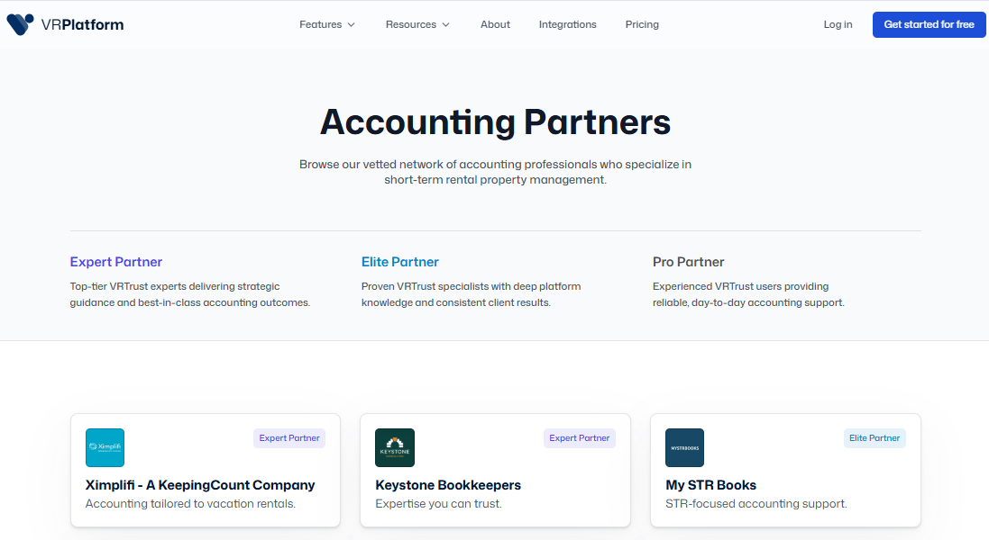 VRPlatform accounting partner marketplace