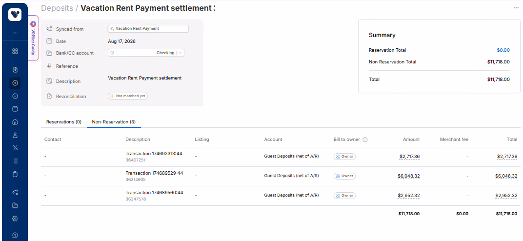 Vacation Rent Payment