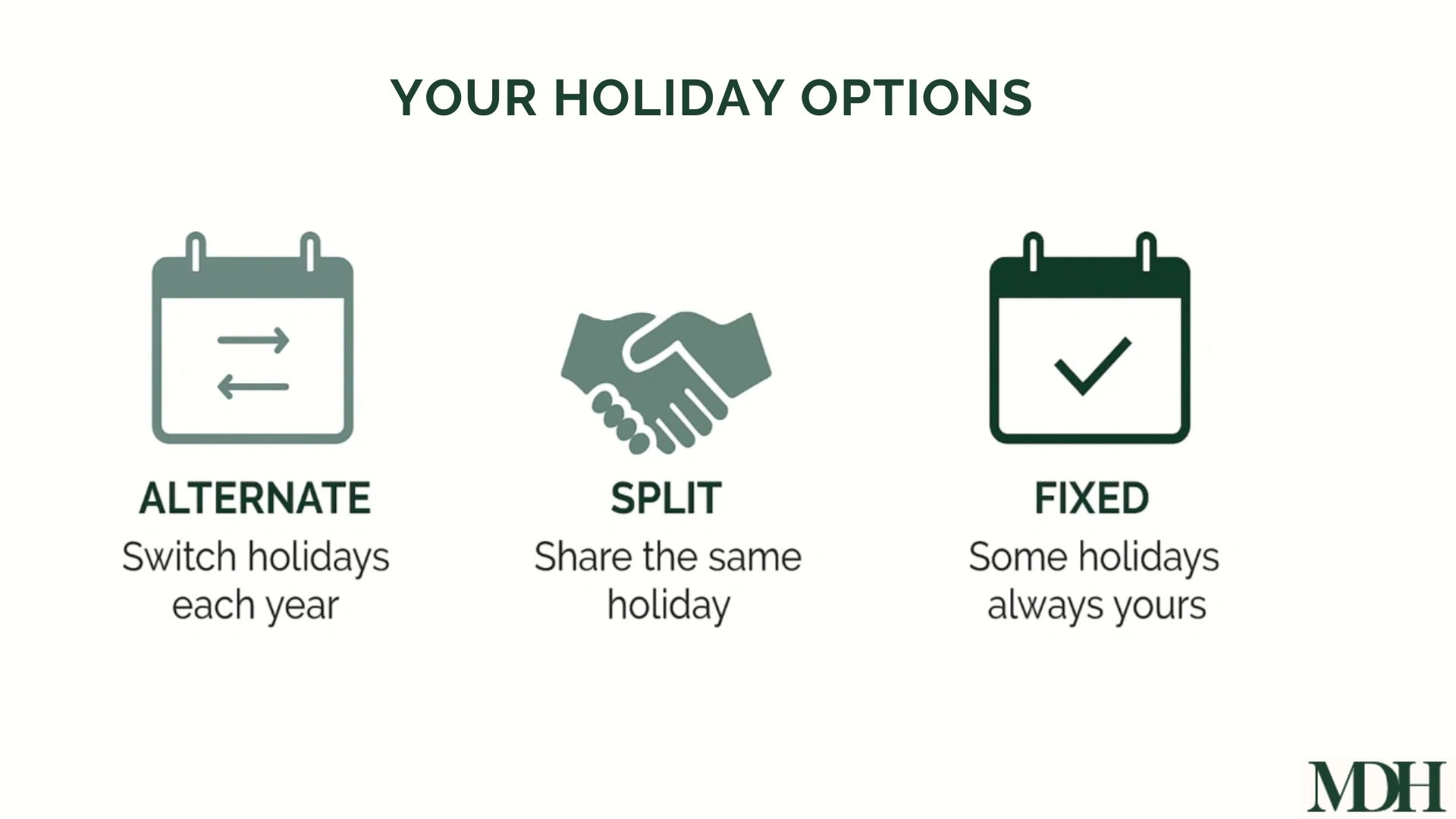custody holiday schedule options in Washington