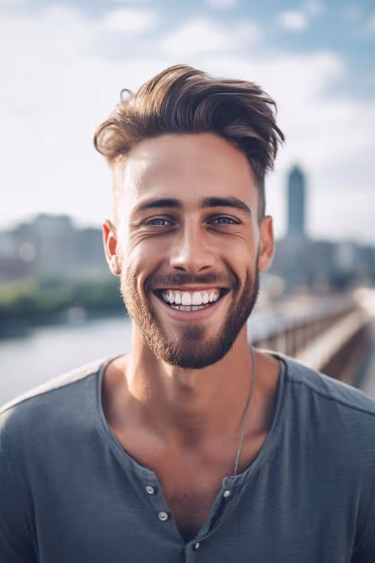 Un homme souriant satisfait de son soin dentaire