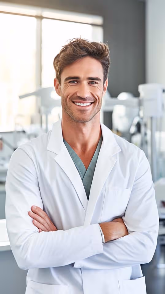 Un dentiste souriant et satisfait de son travail