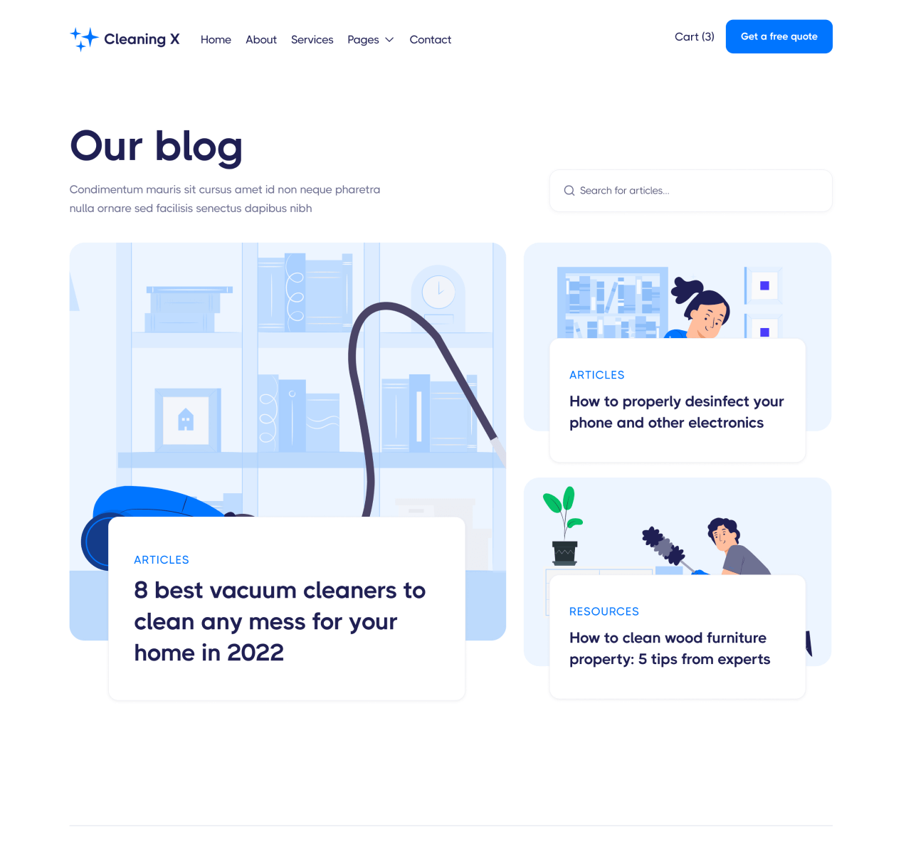 Cleaning X - Blog page - Cleaning Services Webflow Template