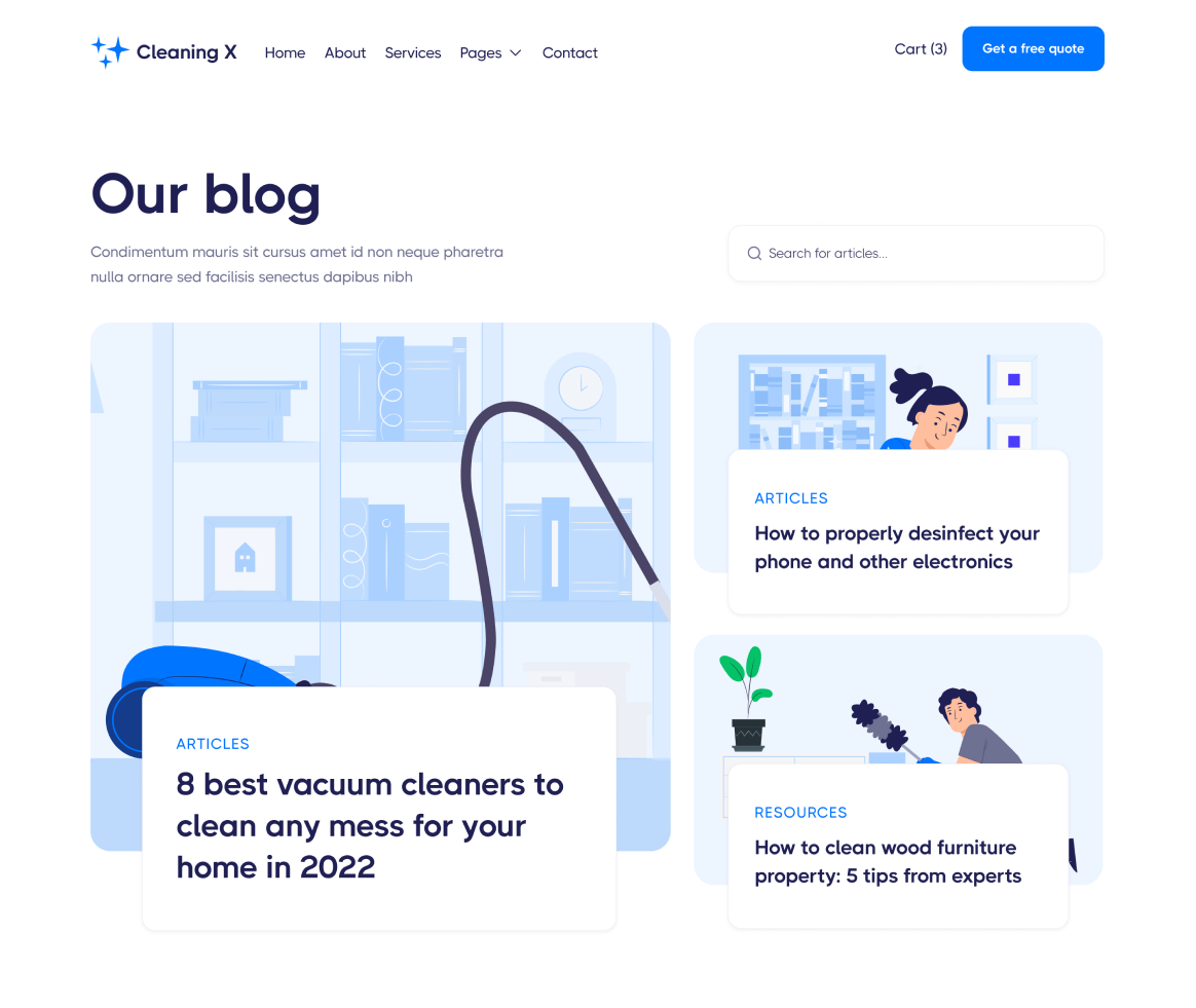 Cleaning X - Blog page - Cleaning Services Webflow Template