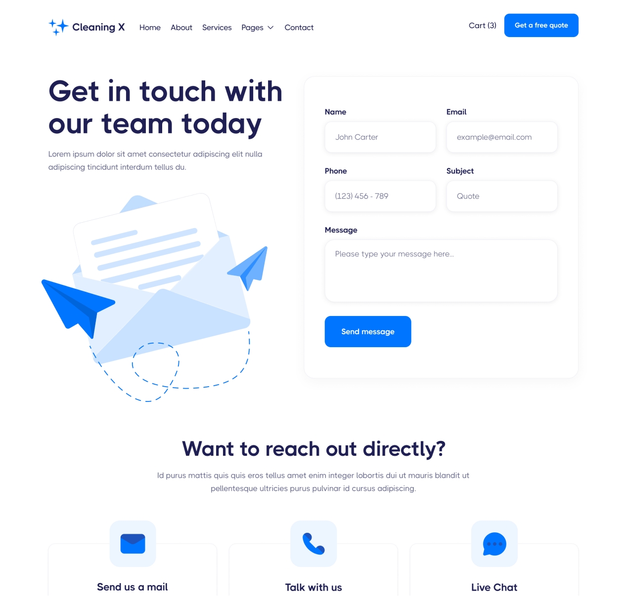 Cleaning X - Contact page - Cleaning Services Webflow Template
