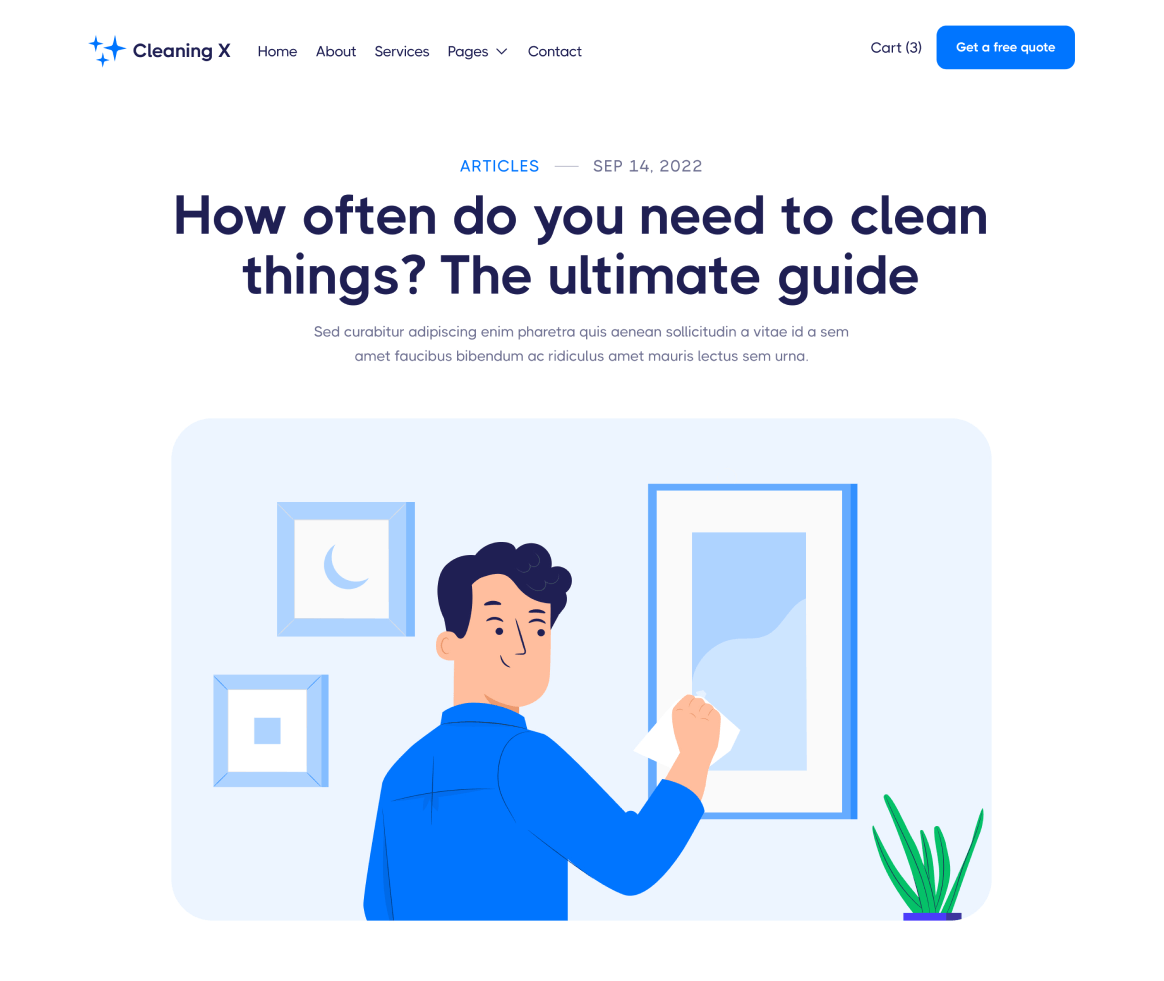 Cleaning X - Blog Post page - Cleaning Services Webflow Template