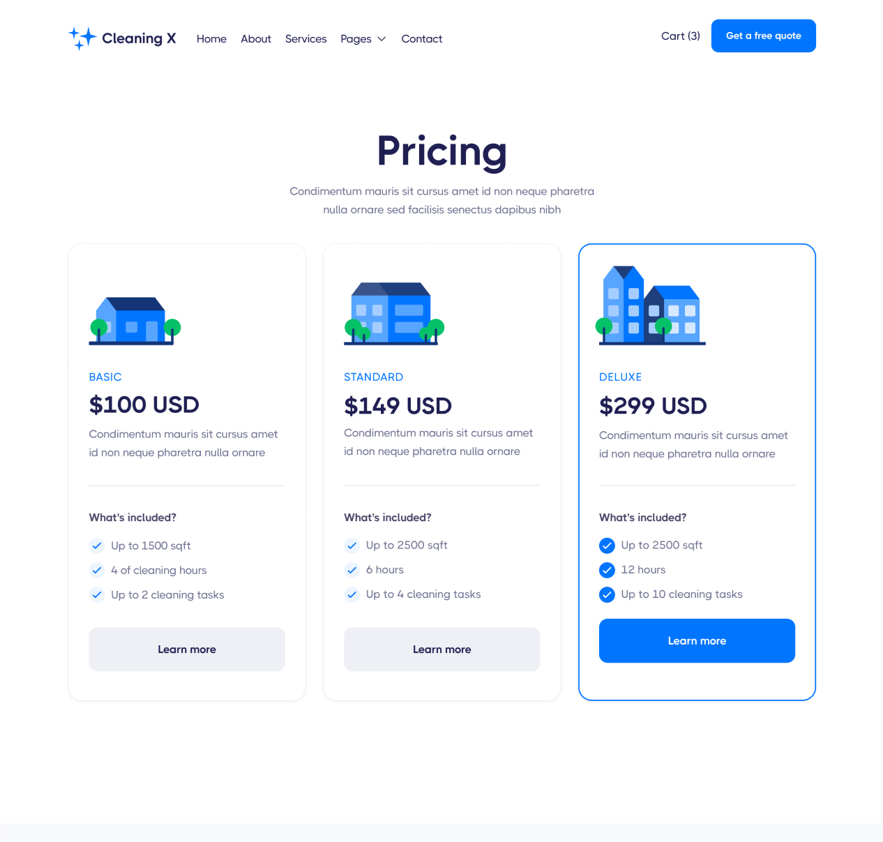Cleaning X - Pricing page - Cleaning Services Webflow Template