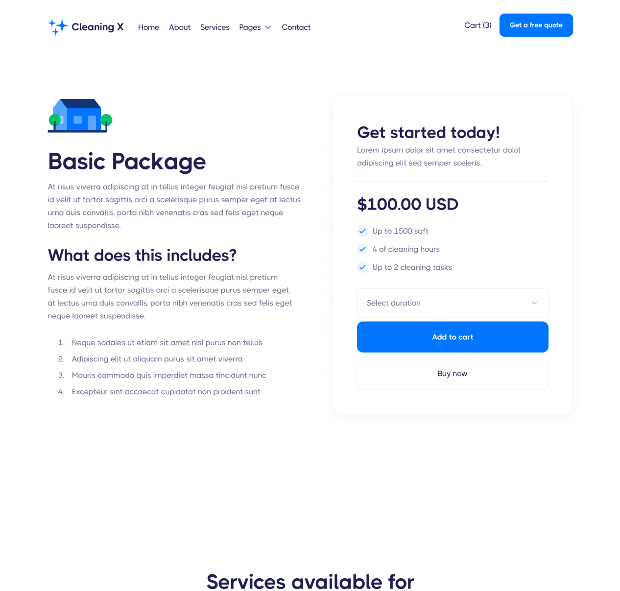 Cleaning X - Pricing Single page - Cleaning Services Webflow Template