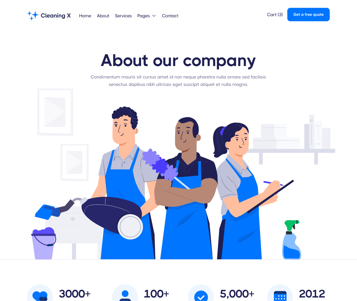 Cleaning X - About page - Cleaning Services Webflow Template
