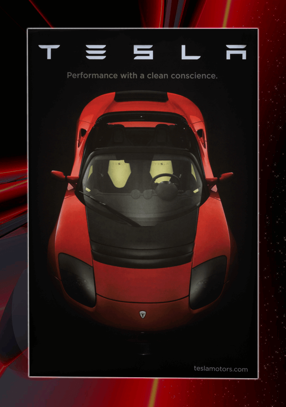 Original Tesla Roadster Promotional Poster (12"x18")