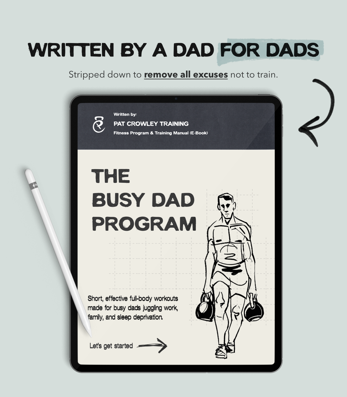 Busy Dad Program fitness ebook cover showing 30 minute workouts for dads