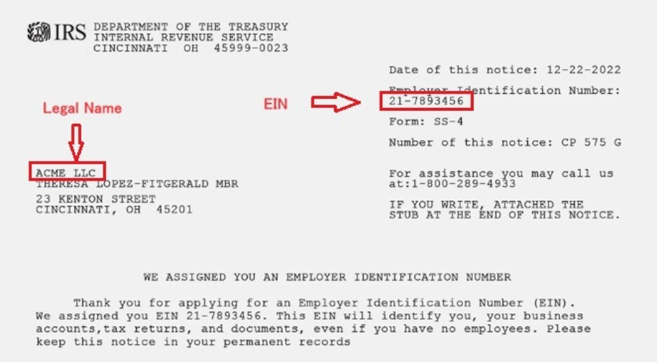 Legal Name & EIN
